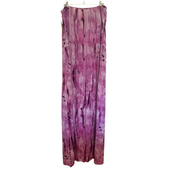 Faded Glory NWT Tie Dye Strapless Maxi Dress Casual Long Pink Purple Sz XL - Picture 1 of 7